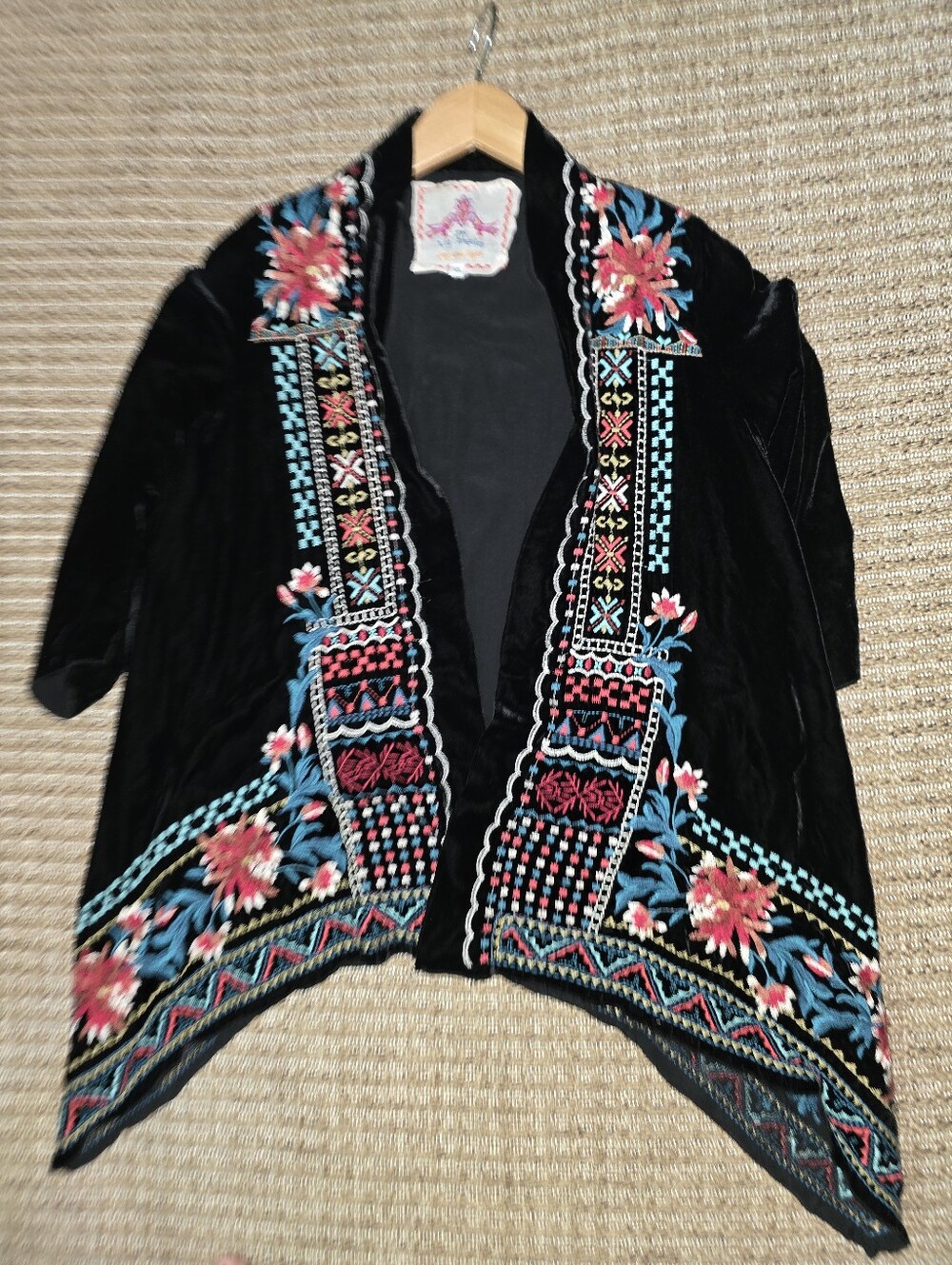 Johnny Was Velvet Kimono Jacket Bolero Size XXS
